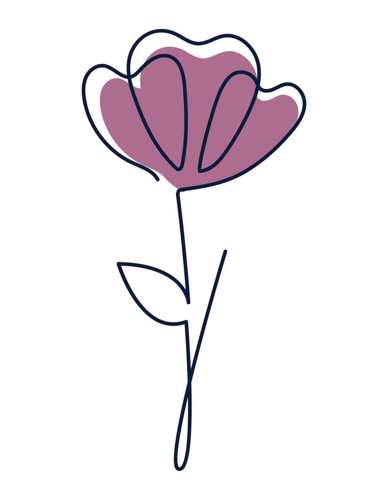 one line flower vector