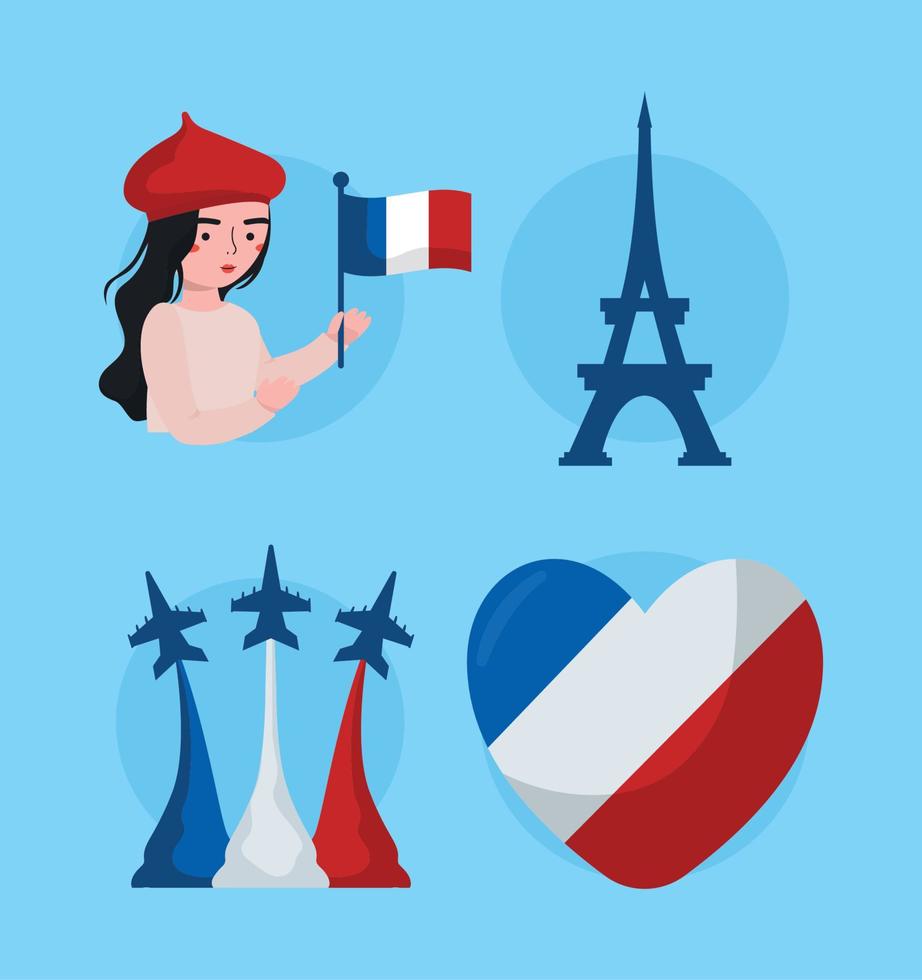 bastille day items vector