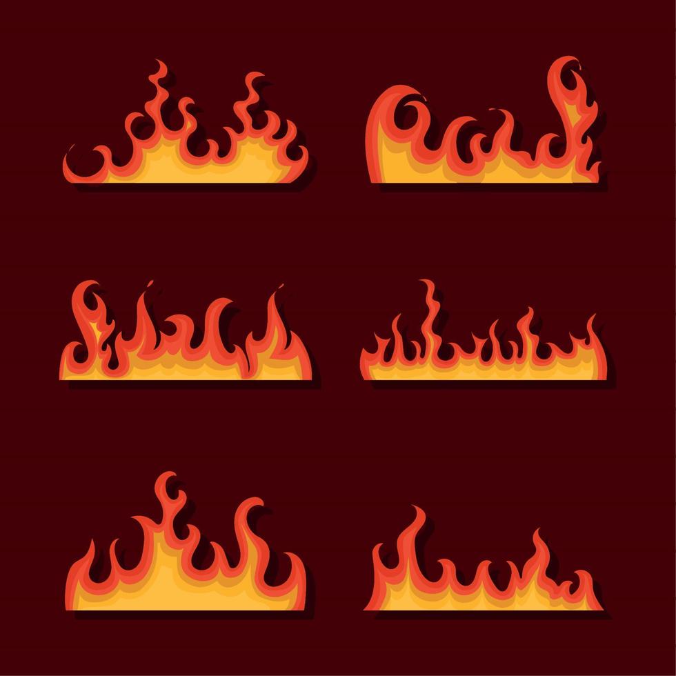 colored flames set vector