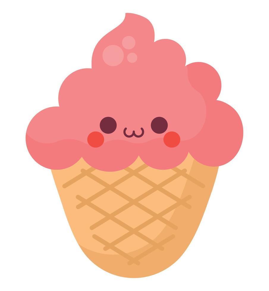 diseño de helado kawaii vector