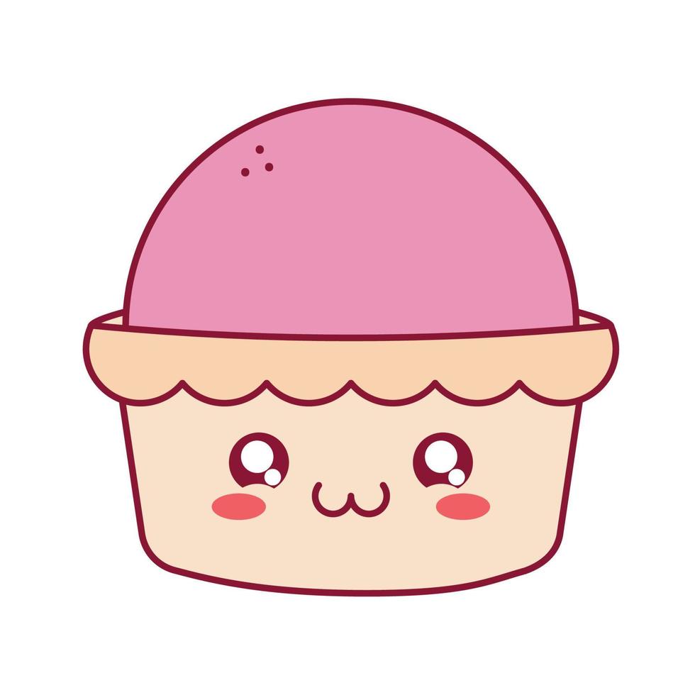 pink kawaii cupcake vector