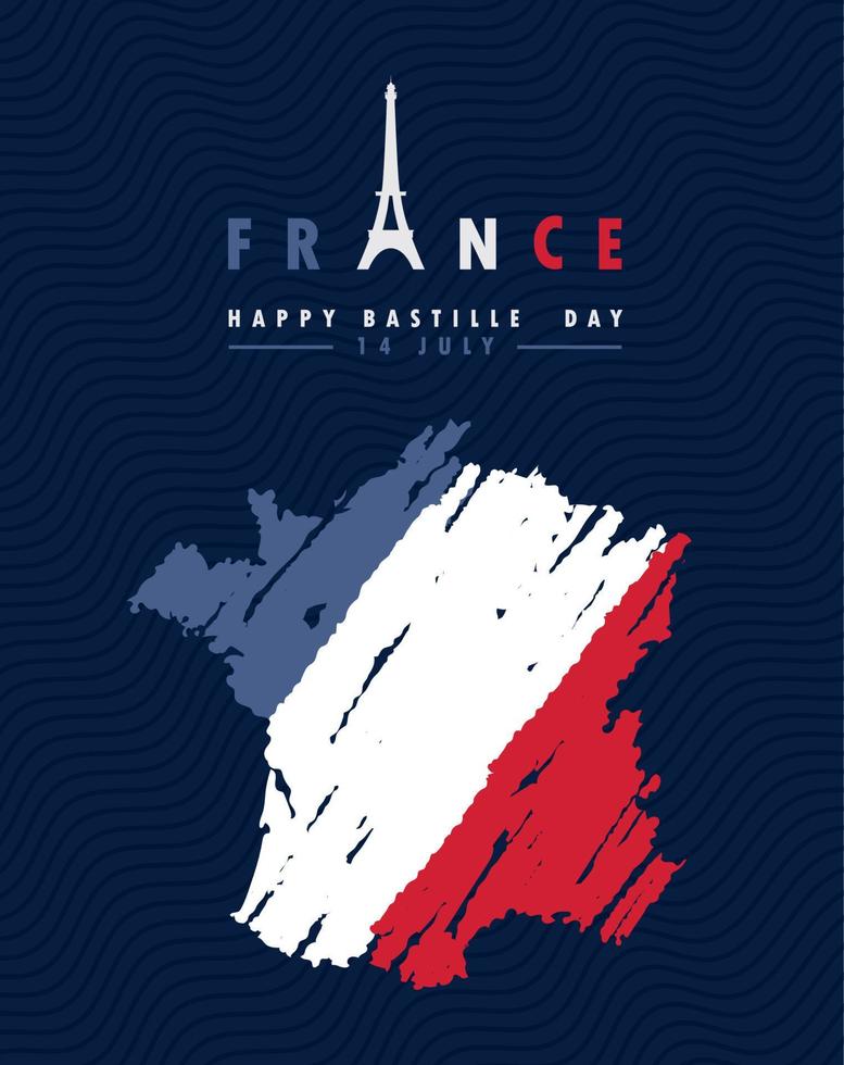 happy bastille day poster vector