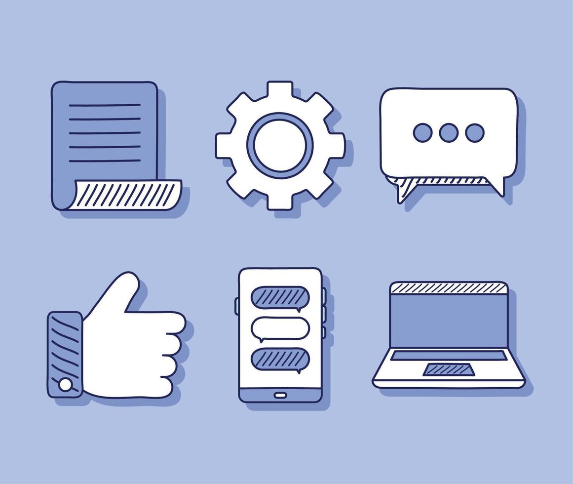 marketing doodles set vector