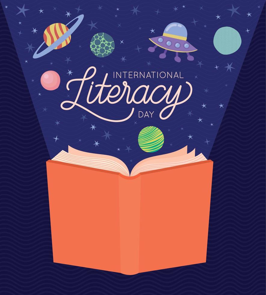 internatinal literacy day card vector