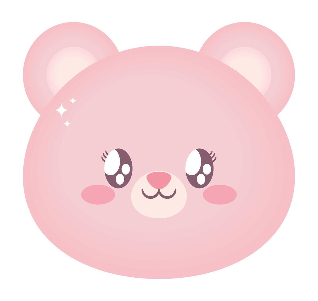 pink bear face vector