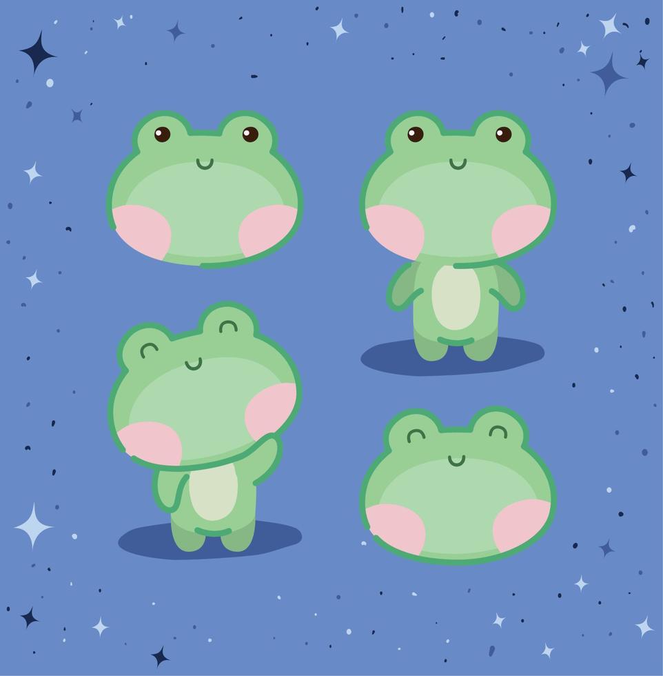 four frogs set vector