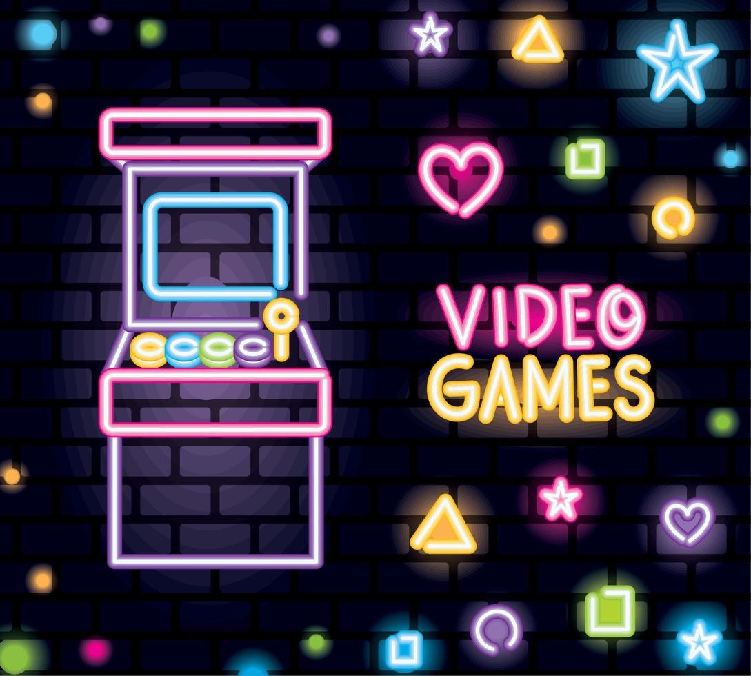 neon signboard of a arcade vector