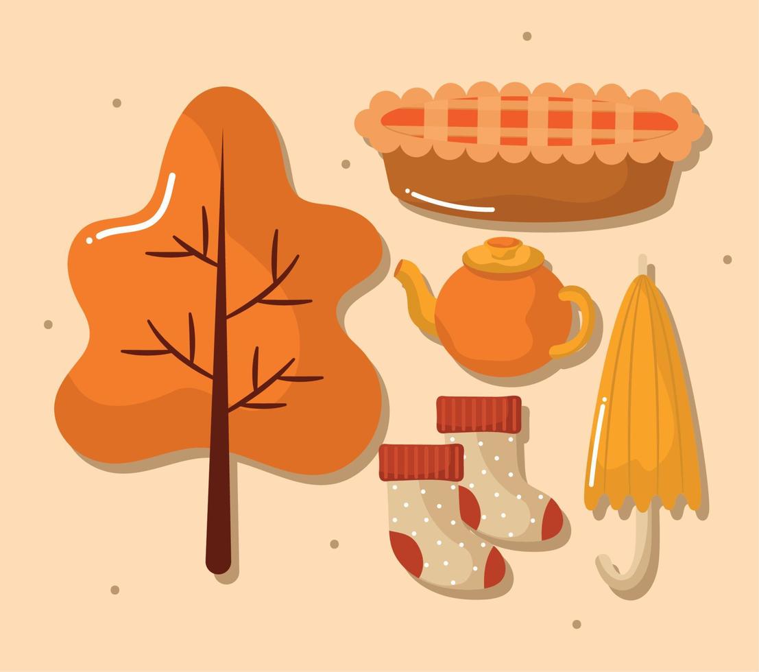 five autumn icons vector