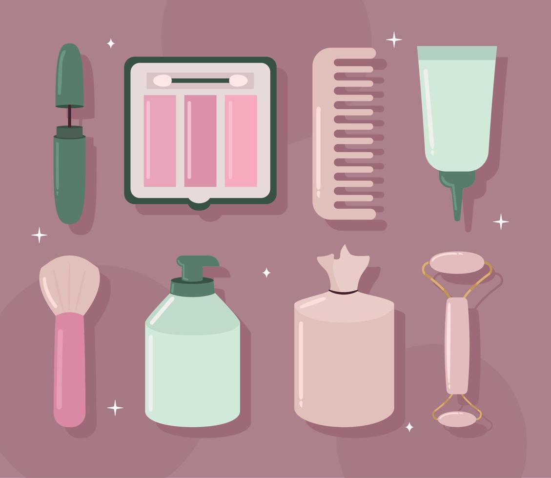 korean cosmetic items vector