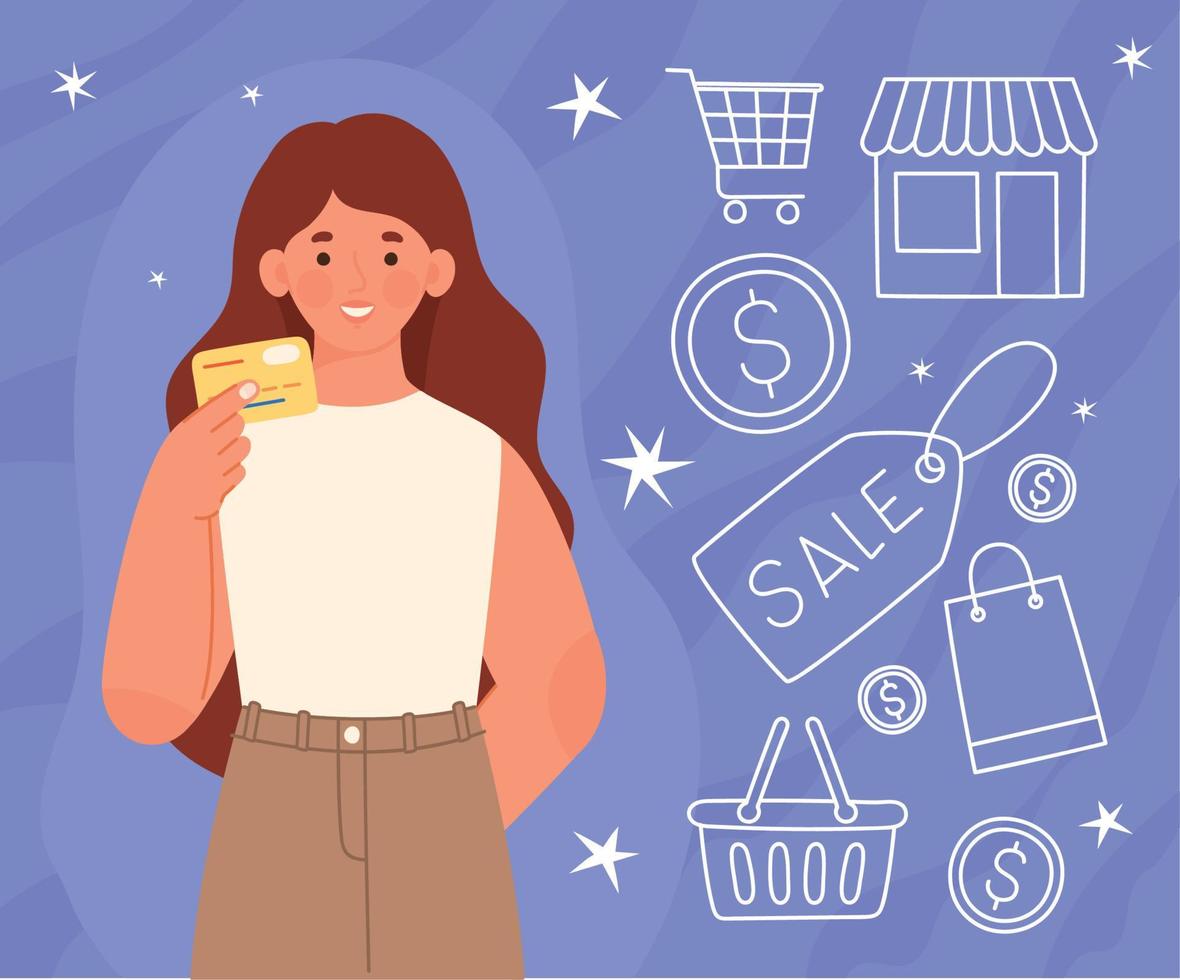 ilustración de compras en línea vector