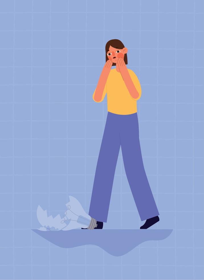 woman and light bulb broken vector