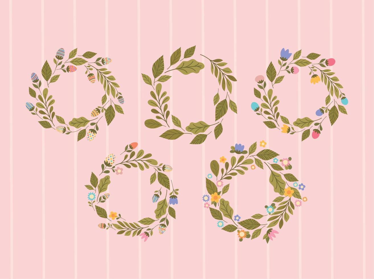 five plants wreaths vector