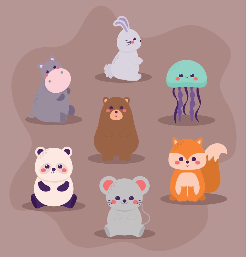 cute colorful animals vector