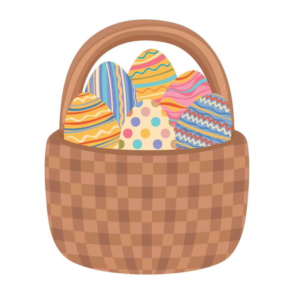 various eggs in basket vector