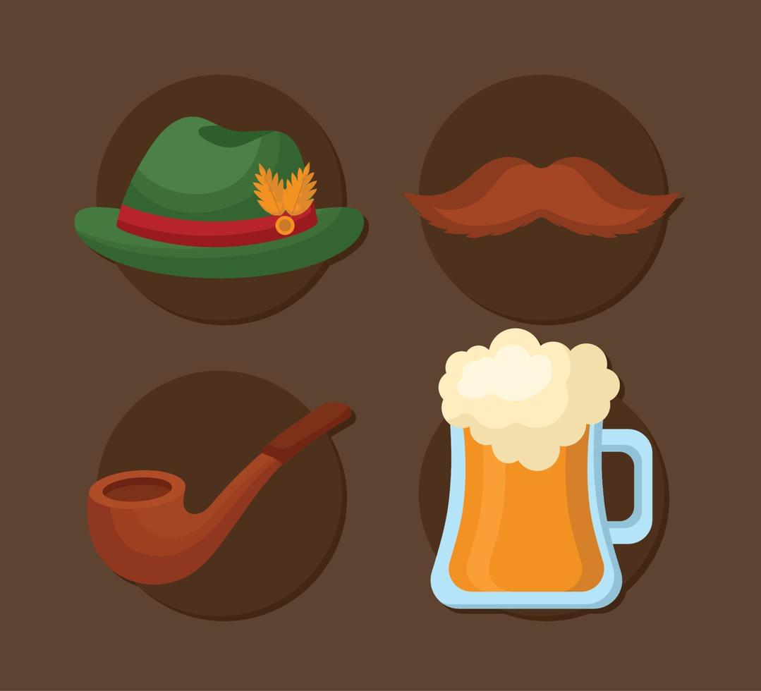 four oktoberfest icons vector