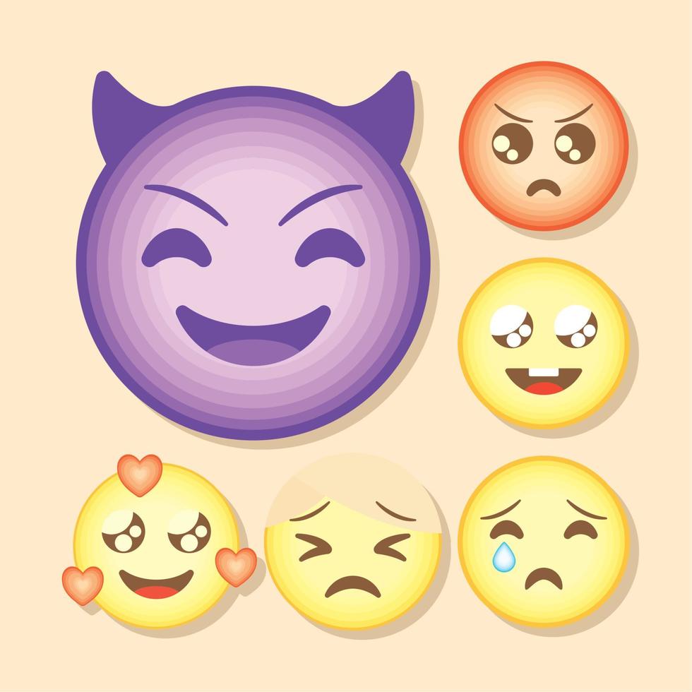 six emoji expressions vector