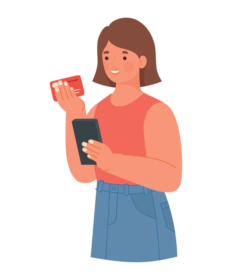 lady shopping online vector