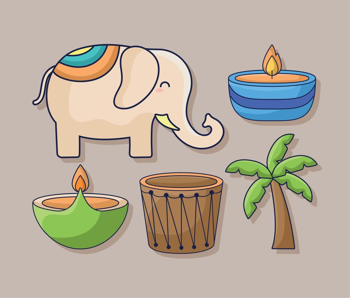 five indian icons vector