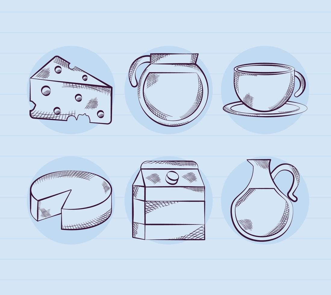 milk products set vector