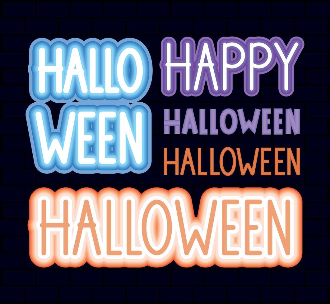 halloween letterings set vector