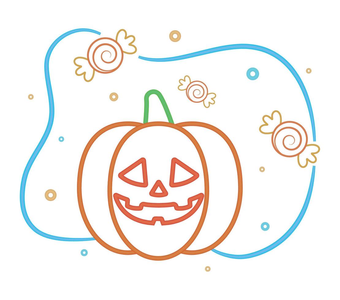 halloween pumpkin and candies vector