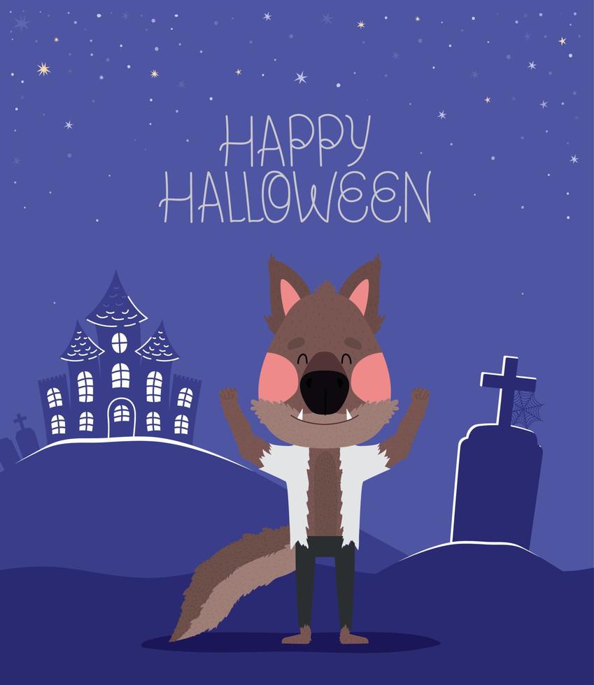 cartel of happy halloween vector