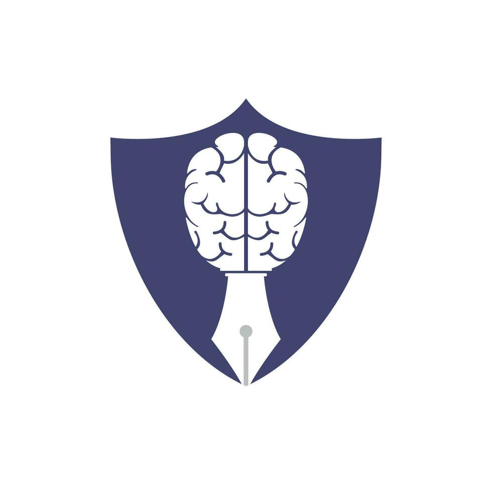 Brain pen vector logo design template. Smart creative education logo concept.