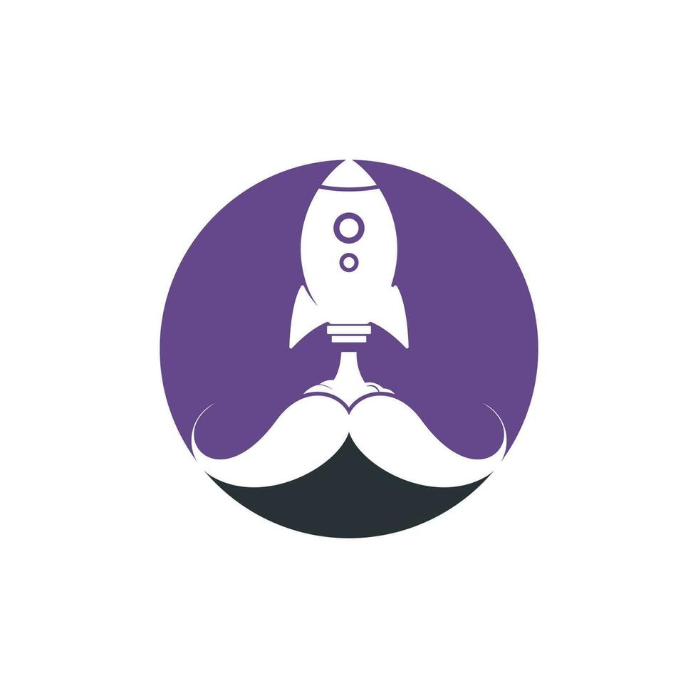 Mustache rocket vector logo design template.