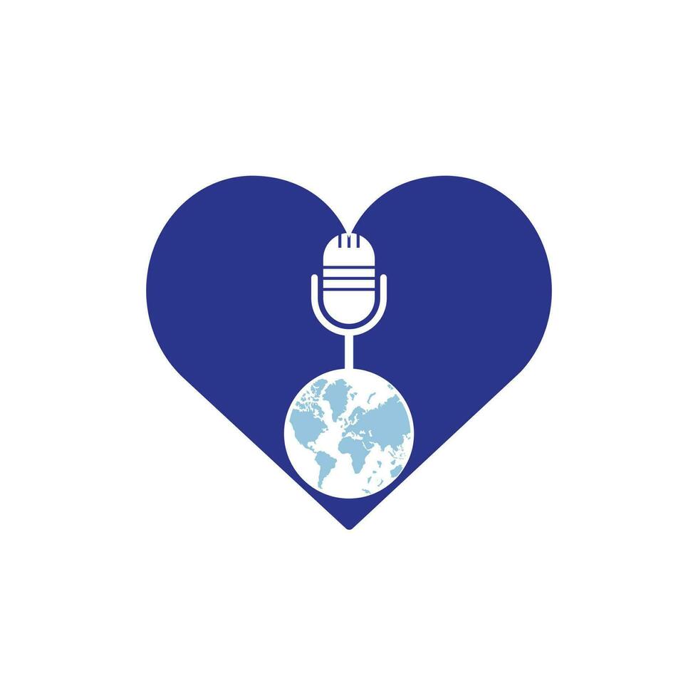 Global podcast logo design. Broadcast entertainment business logo template vector illustration.