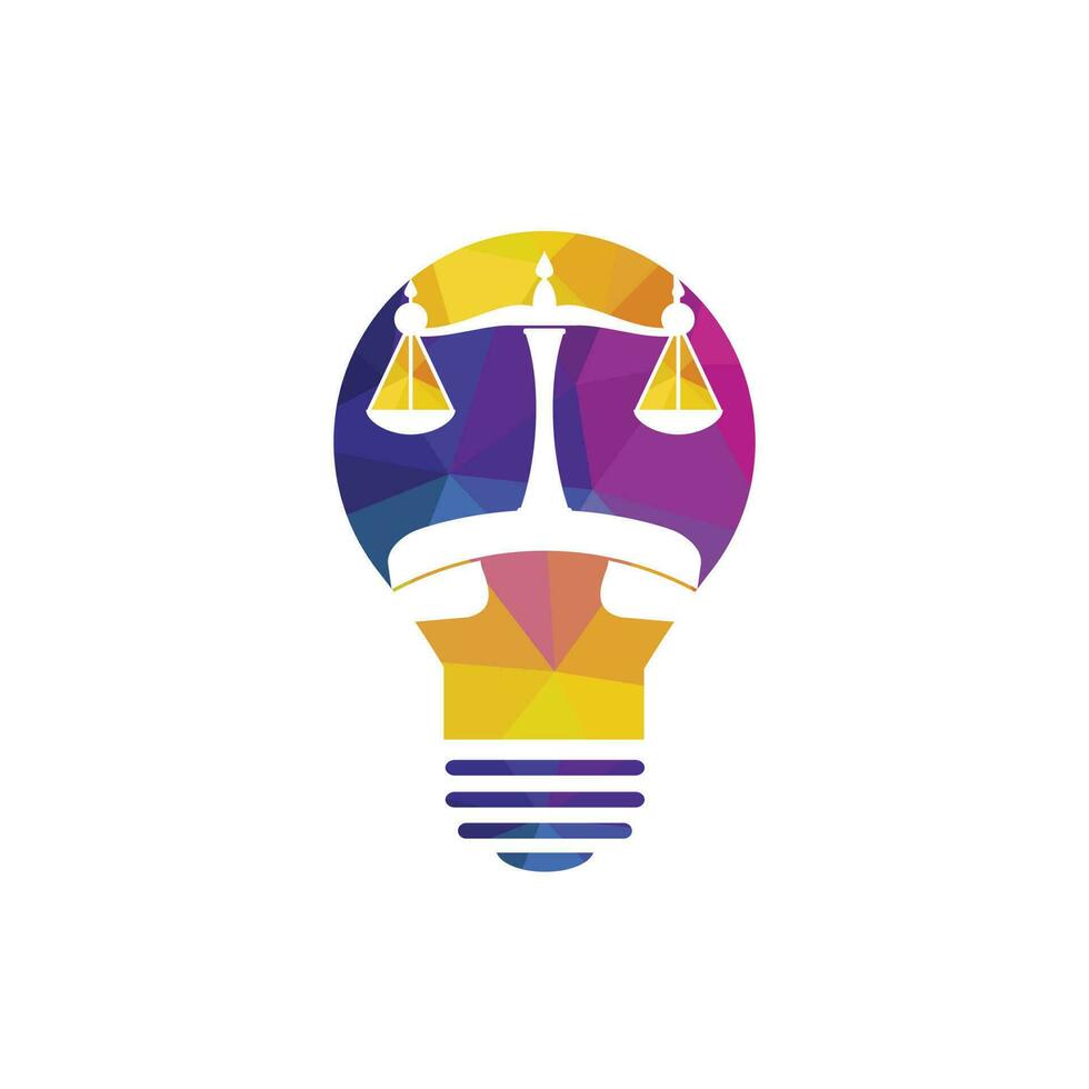 Law call vector logo design template. Handset and balance with lightbulb icon design.
