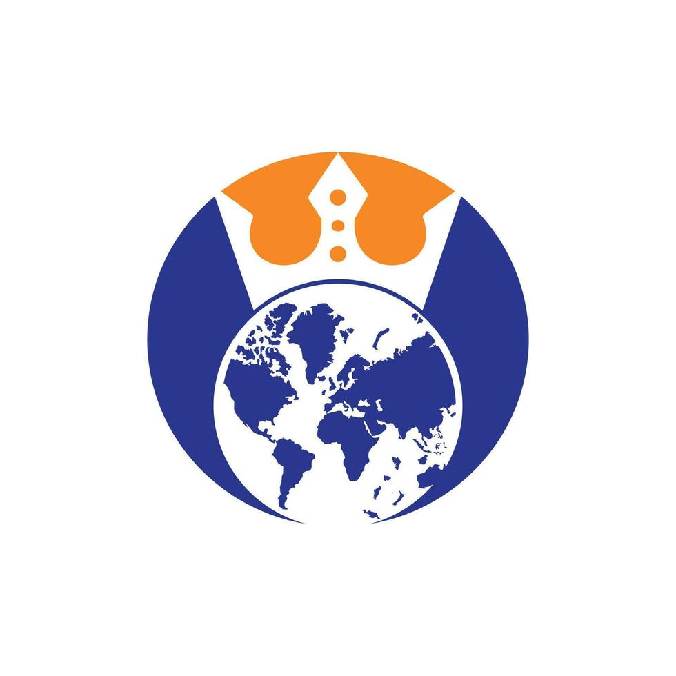 King Planet Vector Logo Design. Globe King Logo Icon Design.