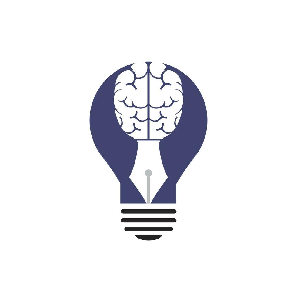 Brain pen vector logo design template. Smart creative education logo concept.