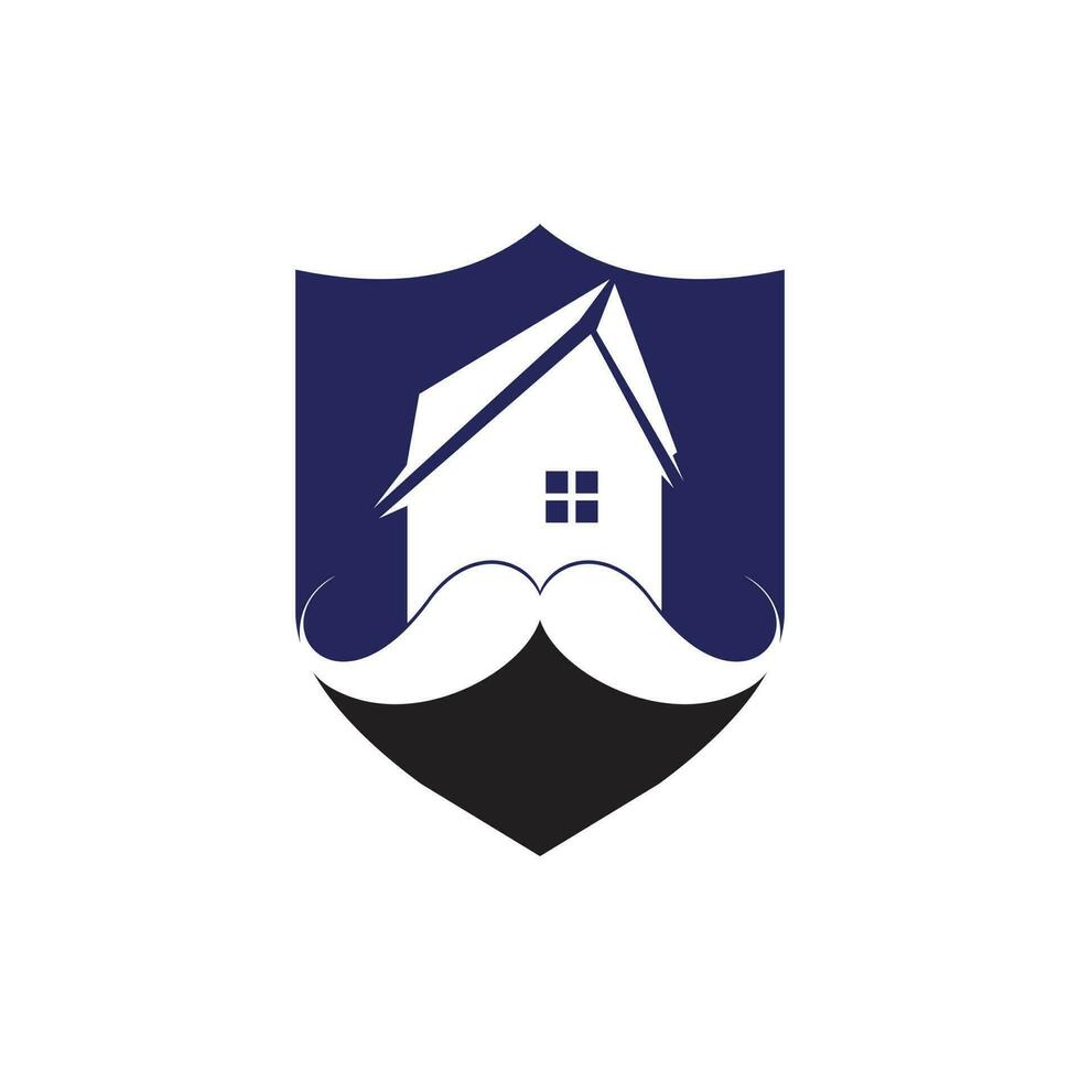 Mustache home vector logo design. Strong house logo design concept.