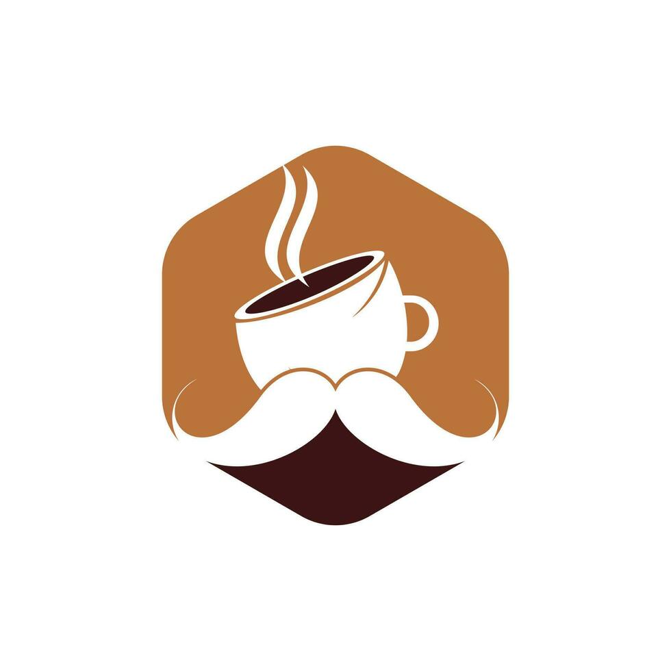 Mustache coffee vector logo design template. Creative coffee shop logo concept.