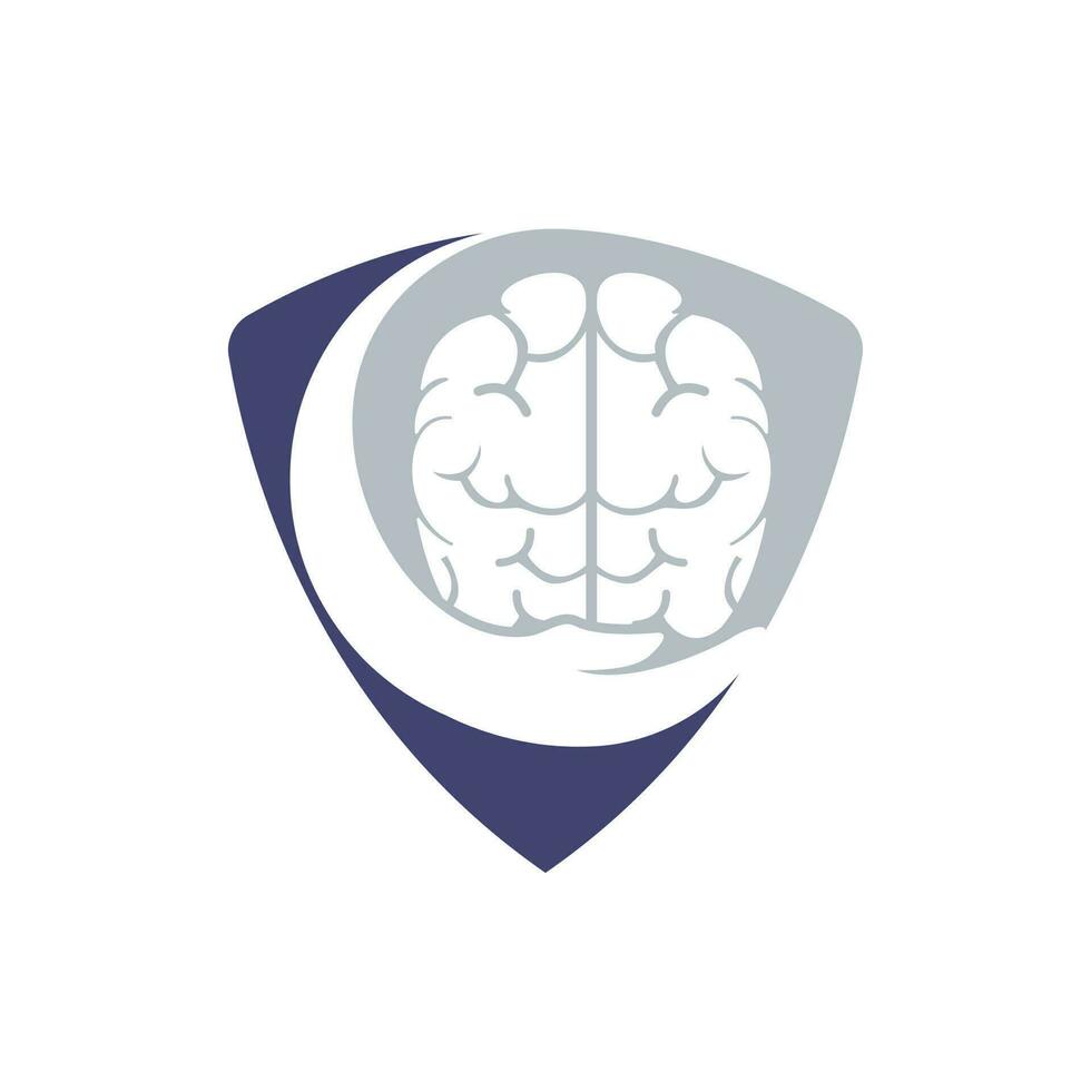 Brain care vector logo design. Human brain with hand icon logo design.