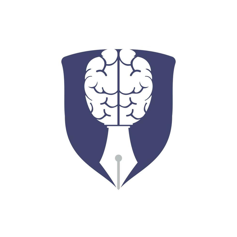 Brain pen vector logo design template. Smart creative education logo concept.