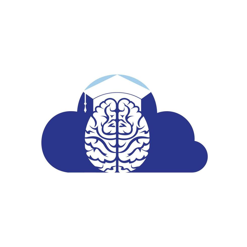 Brain and graduation cap with cloud icon design. Educational and institutional logo design. vector