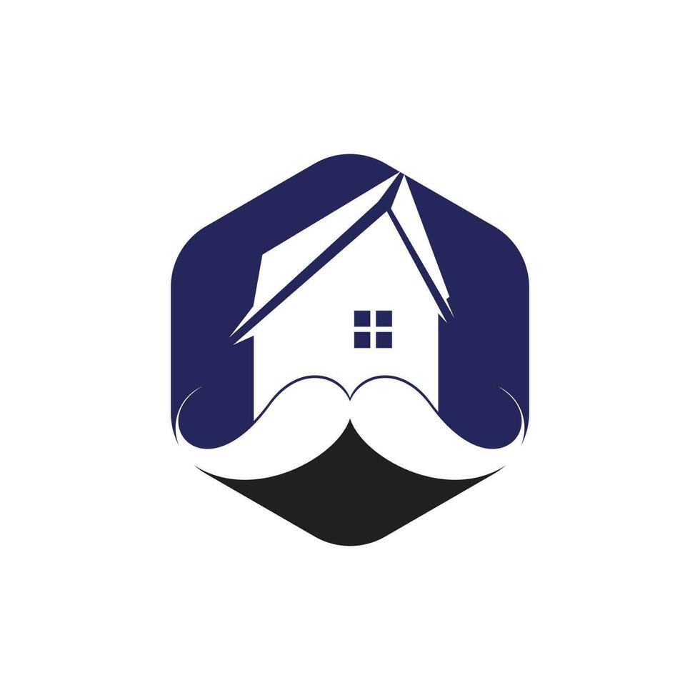 diseño de logotipo de vector de casa de bigote. concepto de diseño de logotipo de casa fuerte.