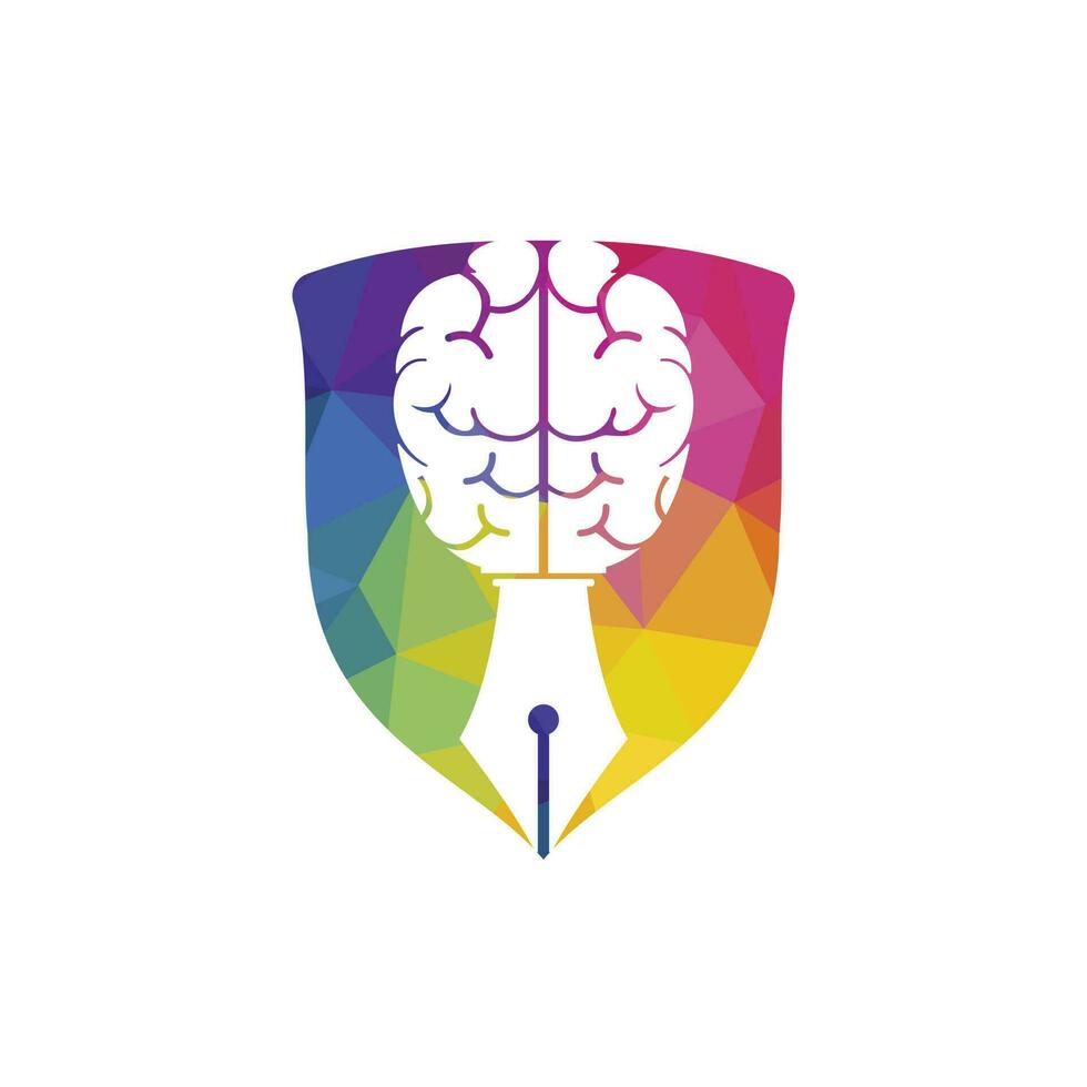 Brain pen vector logo design template. Smart creative education logo concept.