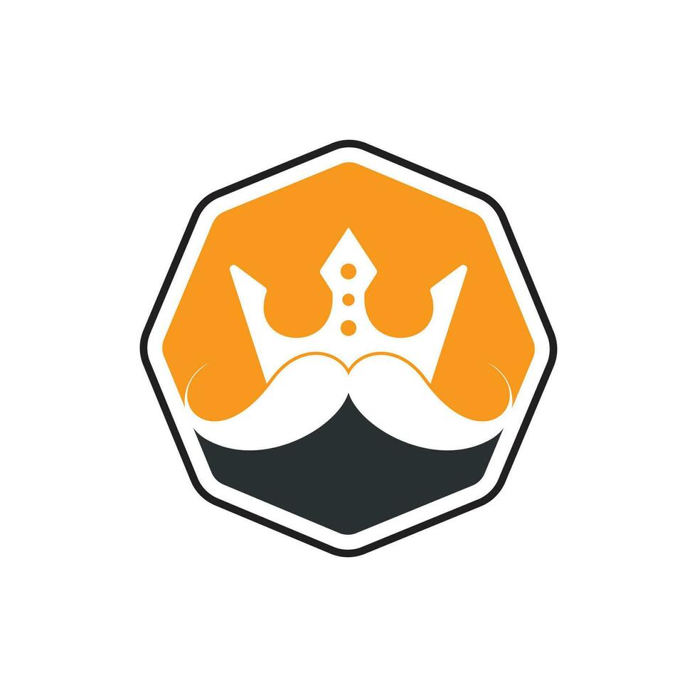 diseño del logotipo del vector del rey del bigote. elegante logotipo de corona de bigote con estilo.