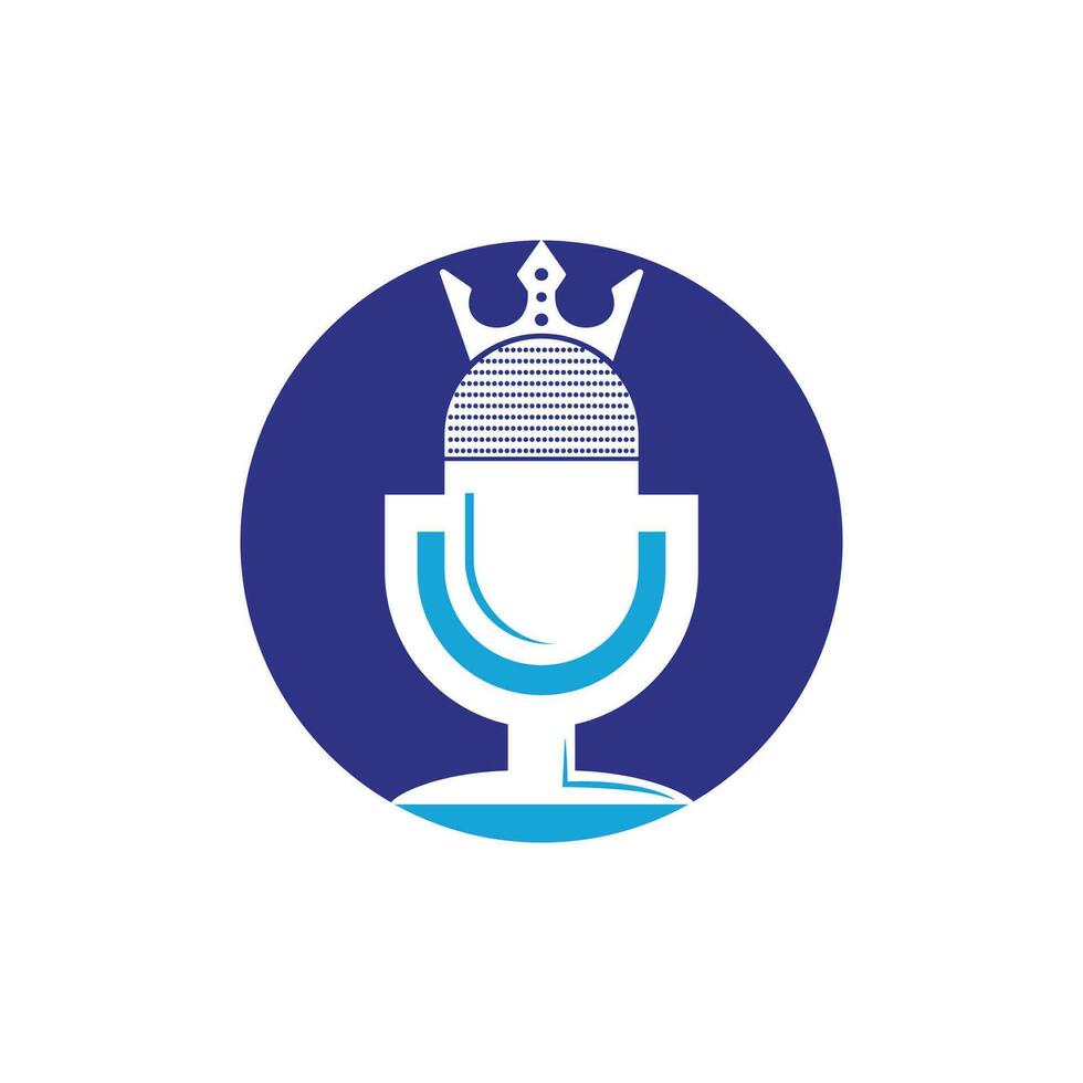 diseño del logotipo del vector del rey del podcast. concepto de diseño del logo de la música king.