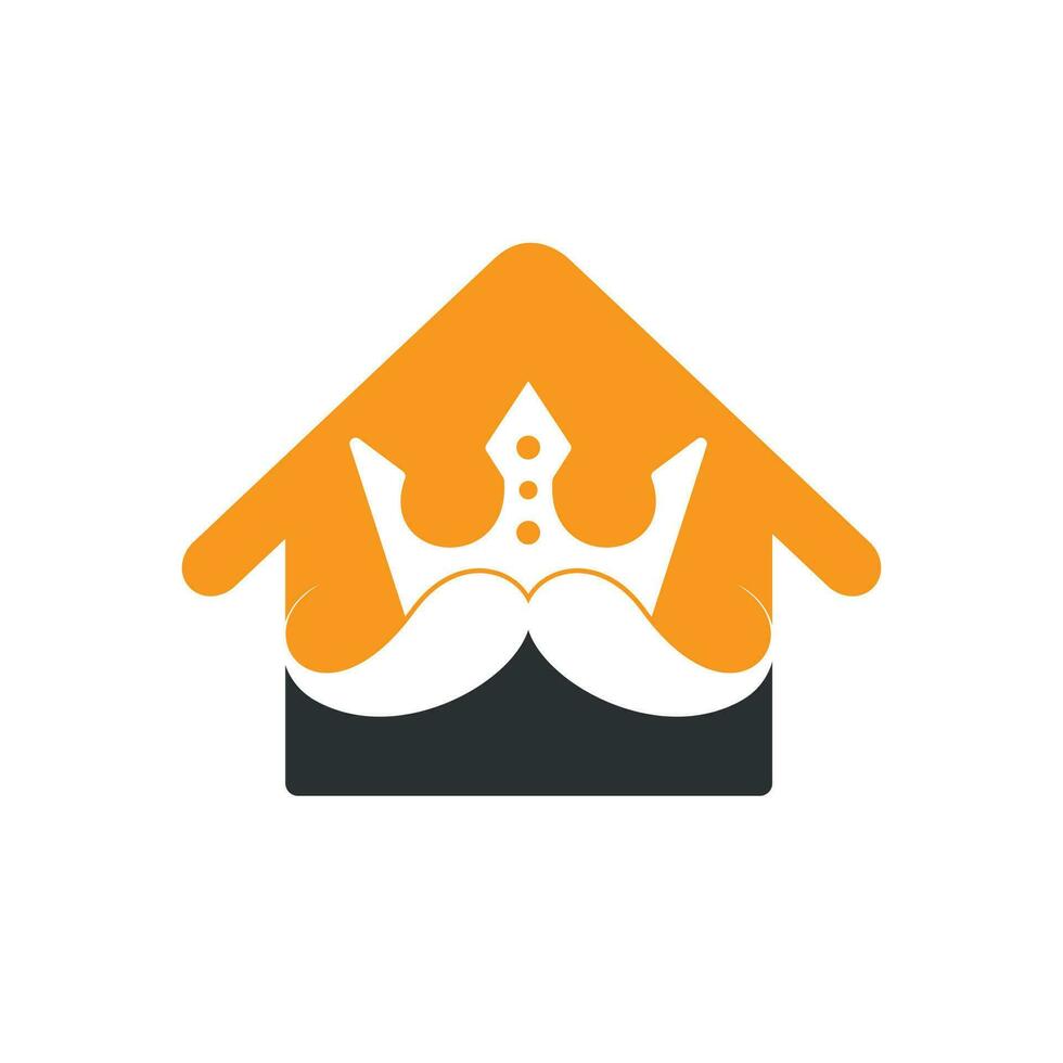 Mustache king vector logo design. Elegant stylish mustache crown logo.