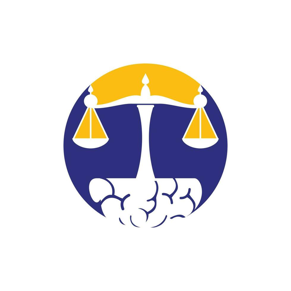 diseño del logotipo del vector de la ley cerebral. concepto de logotipo de bufete de abogados inteligente.