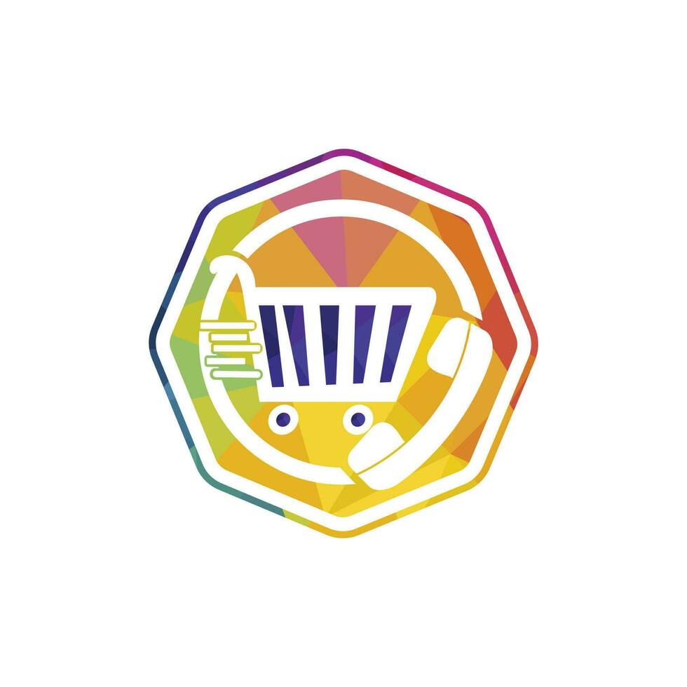 ilustración de plantilla de diseño de logotipo de vector de llamada de compras. carrito de compras e icono de teléfono.