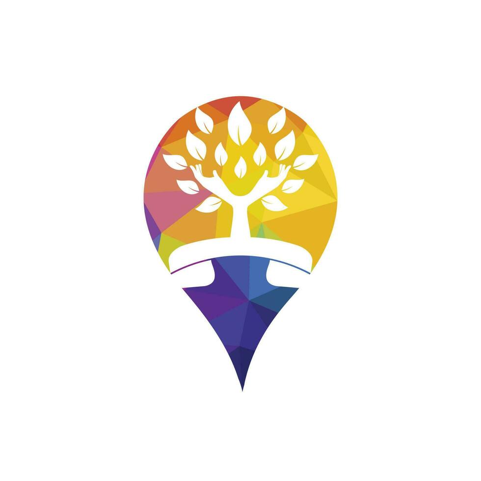 Nature call vector logo design. Handset and hand tree icon design template.