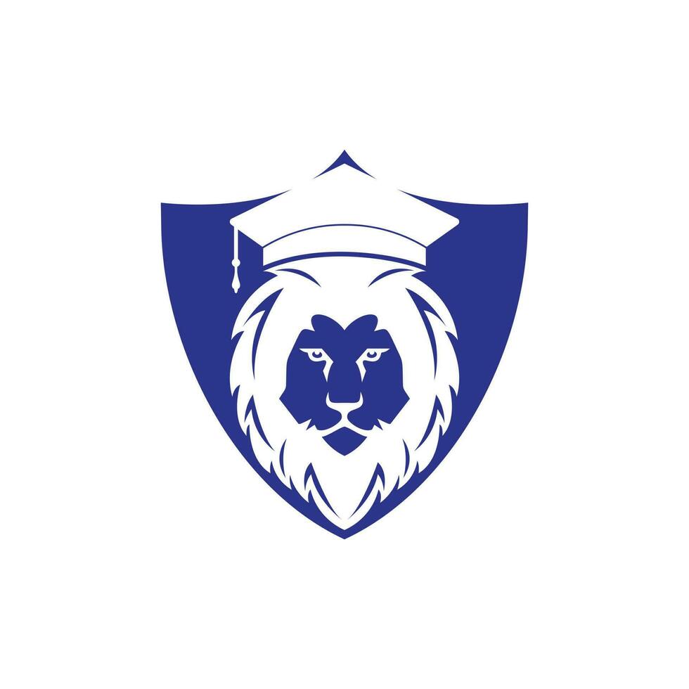 Lion Student vector logo design. Lion academy logo concept.