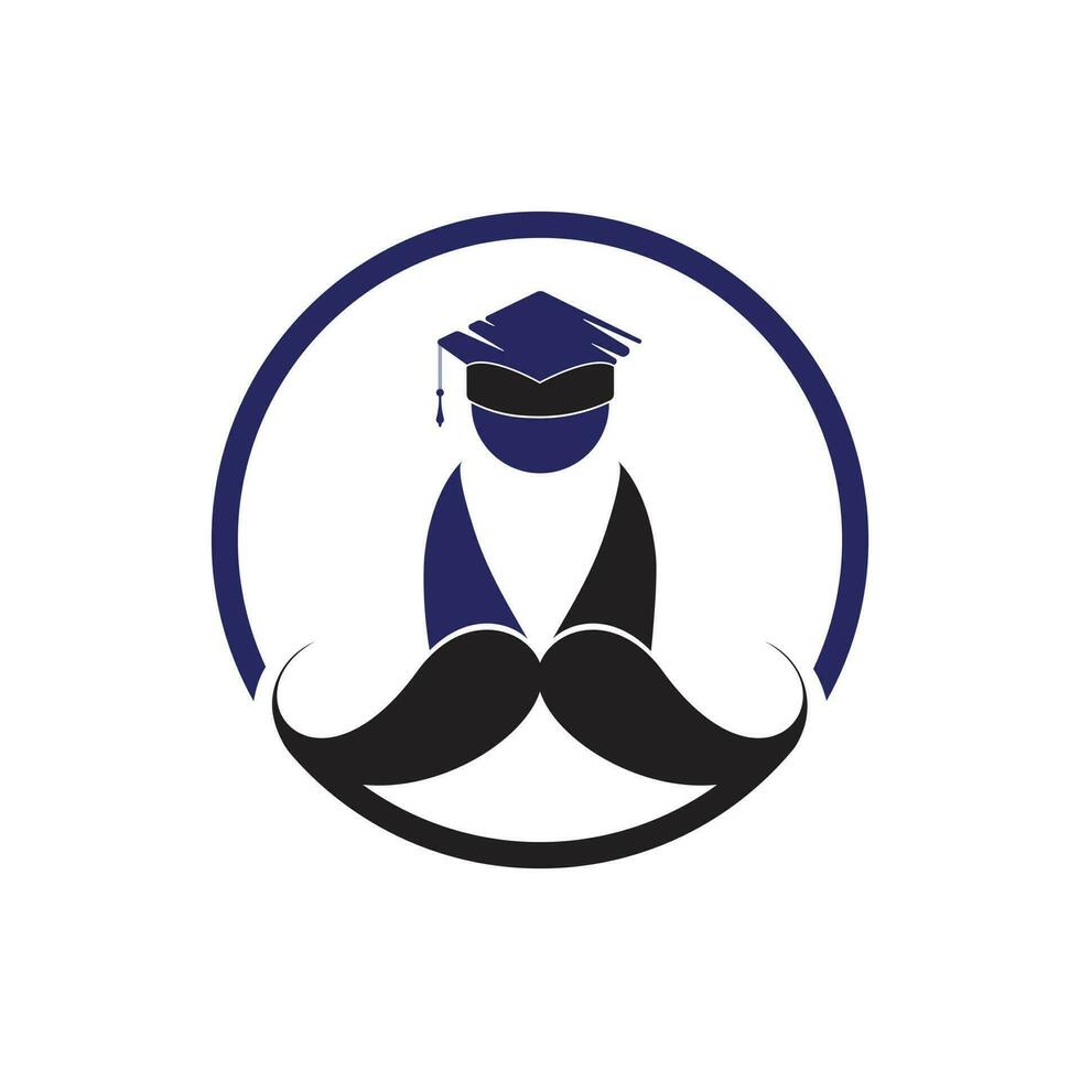 Strong education logo design template. Student with mustache icon logo design. vector