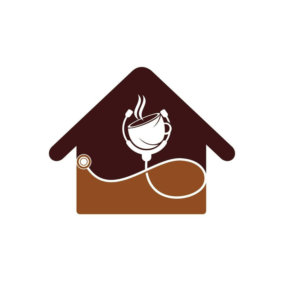 Healthy coffee vector logo design. Doctors stethoscope with coffee cup logo design.