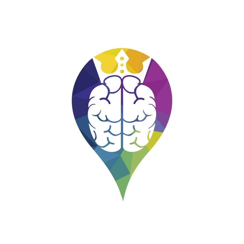 Smart king vector logo design. Human brain with crown icon design.