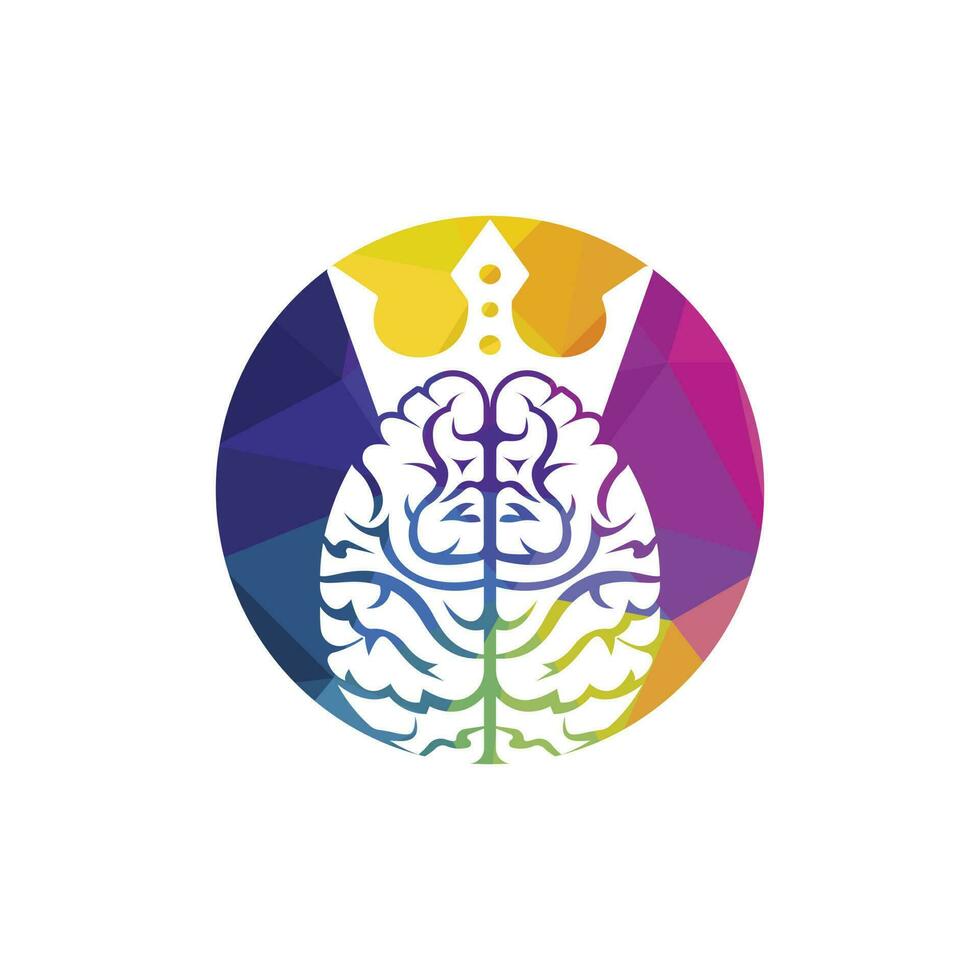 Smart king vector logo design. Human brain with crown icon design.